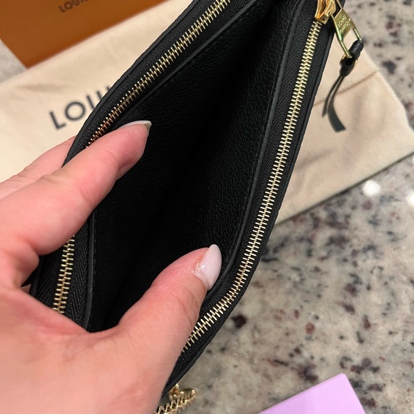 LOUIS VUITTON DOUBLE ZIP POCHETTE CROSSBODY EMPREINTE MONOGRAM NOIR Black - Picture 7 of 16